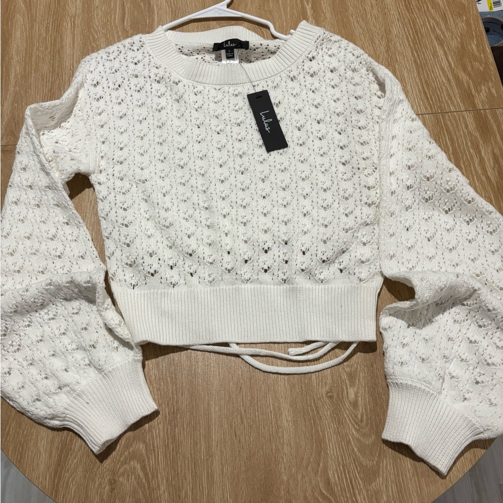 Lulus Cream Lace Knit Sweater